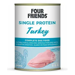 Four Friends Single Protein Turkey drėgnas pašaras šunims su kalakutiena, 400 g