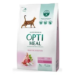OPTIMEAL sausas maistas suaugusioms katėms su ėriena, jautriam virškinimui, 10 kg