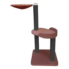 Tvirta, medinė draskyklė su trimis stulpais, guoliu, 130cm (pasirenkama spalva, virvė)