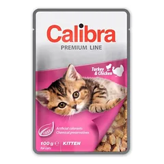 CALIBRA Cat Premium Line Kitten Turkey&Chicken 100 g su kalakutiena ir vištiena kačiukams nuotrauka