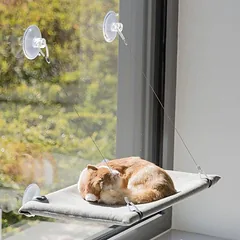 Trixie Window Platform Velūrinis Miegmaišis Katėms su Siurbtukais, Pilkas, 50×30 cm
