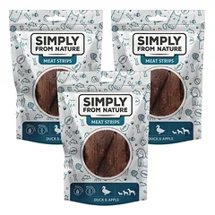 SIMPLY FROM NATURE Meat Strips Mėsos juostelės su antiena ir obuoliais šunims 3x80 g