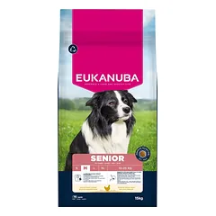 Eukanuba Senior Medium Chicken sausas maistas vidutinio amžiaus senjorų šunims su vištiena, 15 kg