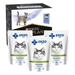 PURINA PVD FortiFlora Cat 30 paketėlių + 3x ENZO VET Recovery katėms 100g