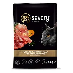 Savory Nassfutter für sterilisierte Katzen mit Pute & Karotte