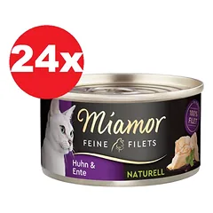 MIAMOR Feine Filets Naturell Chicken&Duck 24x80g vištiena ir antis savame padaže