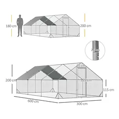 Vištidė PawHut 300x600x200cm., sidabrinės spalvos — 3 nuotrauka