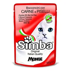 Simba konservai katėms su mėsa ir žirneliais 12x100g