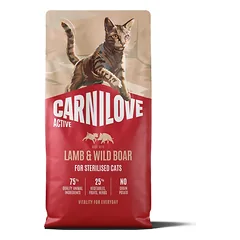CARNILOVE Active Cat Lamb and Wild Boar Sterilised 6 kg aviena ir šerniena, sterilizuotiems katėms