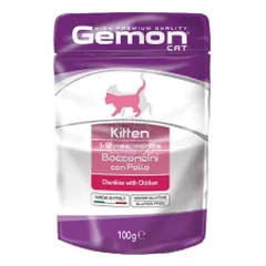 Gemon Cat Pouch Kitten Chunkies with Chicken 100 g parduotuvėje petreon.lt
