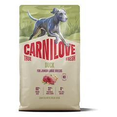 CARNILOVE TRUE FRESH Dog Duck Junior Large Breed sausas pašaras šuniukams 4kg.