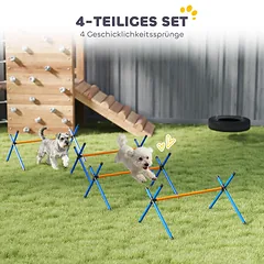 Agility rinkinys šunims su 4 barjerais, reguliuojamo aukščio 13–28 cm, su krepšiu, mažiems šunims, oranžinis — 4 nuotrauka