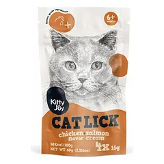 Kitty Joy Salmon And Chicken skystas skanėstas katėms su lašiša ir vištiena, 60 g, 4 vnt.