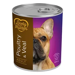 LOVELY HUNTER Poultry Veal suaugusių šunų konservai su paukštiena ir veršiena 800g