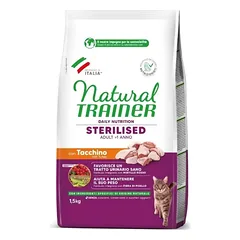 TRAINER NATURAL CAT ADULT STERILISED sausas maistas katėms su kalakutiena