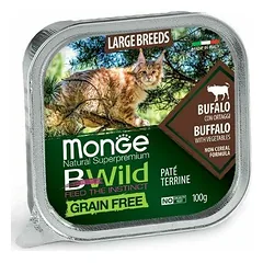 Monge Cat BWild Grain Free Large Breed All Life Stages Pate Buffalo with Vegetables 100 g