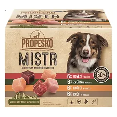 Konservai šunims PROPESKO Dog Master mix of species in sauce, pocket skonių mix, 24x85g