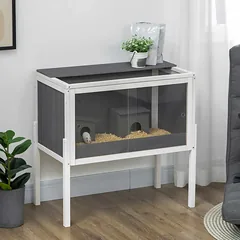 Graužikų narvas PawHut 82x45x81cm., pilkos/baltos spalvos — 2 nuotrauka