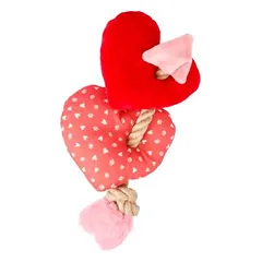 Flamingo Hundespielzeug Lieve Herz mit Seil rot