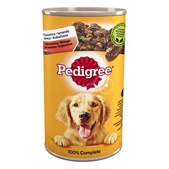 PEDIGREE Adult konservų dėžutė 1200g - drėgnas šunų ėdalas su jautiena drebučiuose