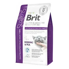 Brit GF Veterinary Diets Cat Gastrointestinal High Fibre su silke ir žirneliais, veterinarinis maistas katėms 2 kg — 1 nuotrauka