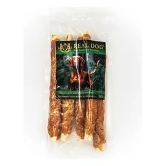 Real Dog SNACKS Žaliaminės odos ritinys su vištiena 25cm 500g
