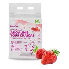 Tofu BeloCat braškių kvapo kraikas, 6 l / 2,5 kg