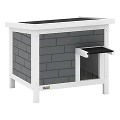 Lauko namelis katėms 61x51x53,5 cm, apšiltintas, su atidaromu stogu ir durelėmis, iki 5 kg, pilkas