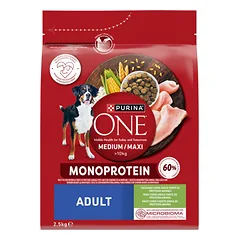 PURINA ONE Adult Medium/Maxi Maistas suaugusiems šunims, turtingas kalakutiena 2,5 kg