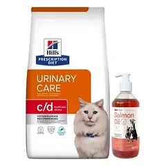 HILL'S PD Prescription Diet Feline c/d Ocean Fish Urinary Stress 1,5 kg + LAB V Lašišų aliejus šunims ir katėms 500ml