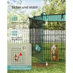 Mažų gyvūnų narvas SONGMICS LPI020BH01, 8 panelės, uždanga, 138 × 138 × 60 cm — 4 nuotrauka