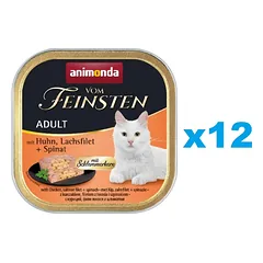 ANIMONDA Vom Feinsten Paštetas iš vištienos, lašišos ir špinatų 12x100g