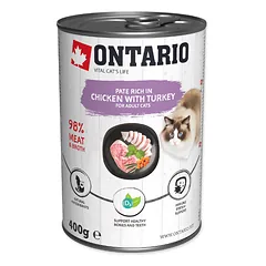 Ontario Cat Can Chicken with Turkey and Sea Buckthorn 400g (Vištiena su kalakutiena ir šaltalankiu)
