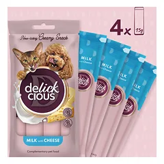 DELICKCIOUS kreminiai skanėstai su pienu ir sūriu suaugusiems šunims ir katėms (4x15 g), 60 g — 2 nuotrauka