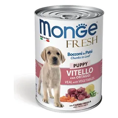 Monge Fresh Chunks Puppy With Veal & Vegetables šlapias maistas šuniukams su veršiena ir daržovėmis, 400 g