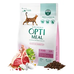 Optimeal™ Visavertis sausas maistas suaugusioms jautrio virškinimo katėms – ėriukas 4 – 10kg.
