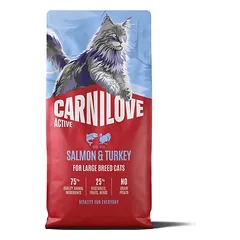 CARNILOVE Active Cat Salmon & Turkey Adult Large Breeds 2 x 6 kg – sausas pašaras su lašiša ir kalakutiena suaugusioms didelių veislių katėms