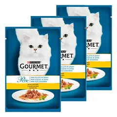 Purina Gourmet Perle kačių maistas mini filė padaže su vištiena 3x85 g