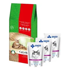 JRS Cat's Best Original kraikas 40l / 17,2kg + ENZO VET Sterilizuota dieta sterilizuotoms katėms su kalakutiena želė 3x100g