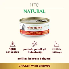 Almo Nature HFC Chicken with Shrimps konservai katėms su vištiena ir krevetėmis, 24 x 70 g — 2 nuotrauka
