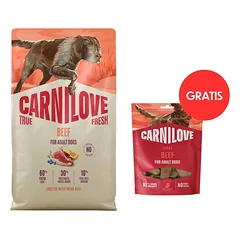 CARNILOVE True Fresh Dog Beef Adult 4 kg – su šviežia jautiena suaugusiems šunims + CARNILOVE Dog Jerky Beef Fillet 100 g DOVANŲ