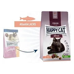 Happy Cat visavertis pašaras sterilizuotoms katėms su lašiša Sterilised Atlantik Lachs, 10 kg