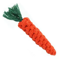 Dog Fantasy Carrot Cotton Rope morkos formos medvilninis virvinis žaislas šunims dantims valyti, 20 cm