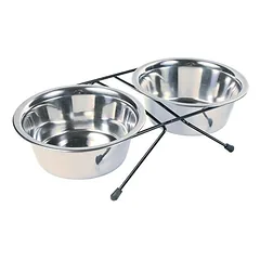 Trixie Eat On Feet Bowl Set nerūdijančio plieno stovas su dubenėliais, 2×0.75 l/15 cm
