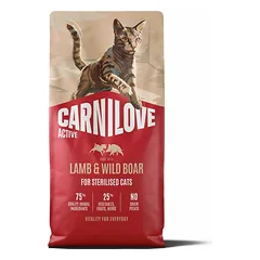 Carnilove Cat Sterilised Lamb & Wild Boar begrūdis sausas maistas sterilizuotoms katėms su ėriena ir šerniena, 6 kg