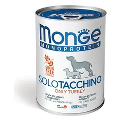 Monge Monoprotein paštetas, tik kalakutiena, drėgnas maistas šunims 400 g parduotuvėje Petz.lt