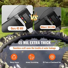 Tvenkinio danga EPDM, 10x15 pėdų, 45 mil, juoda — 4 nuotrauka