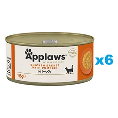 APPLAWS Cat Adult Chicken Breast with Pumpkin in Broth vištienos krūtinėlė ir moliūgas sultinyje 6x156 g