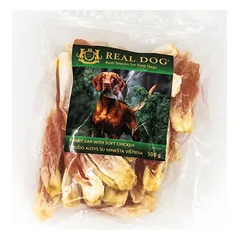 REAL DOG Triušio ausys su minkšta vištiena skanėstai šunims 500g