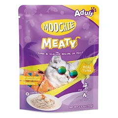 MOOCHIE Tunas ir jūros šukutės želė 70 g šlapias kačių maistas (Tunas ir jūros šukutės želė)